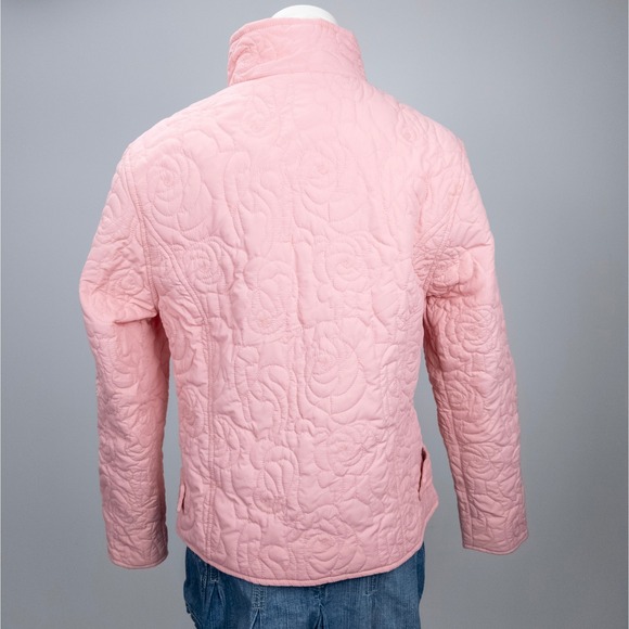 Pink Quilted Rose Stitch Jacket - Y2K Coquette Pastel Puff Outerwear - Picture 3 of 7
